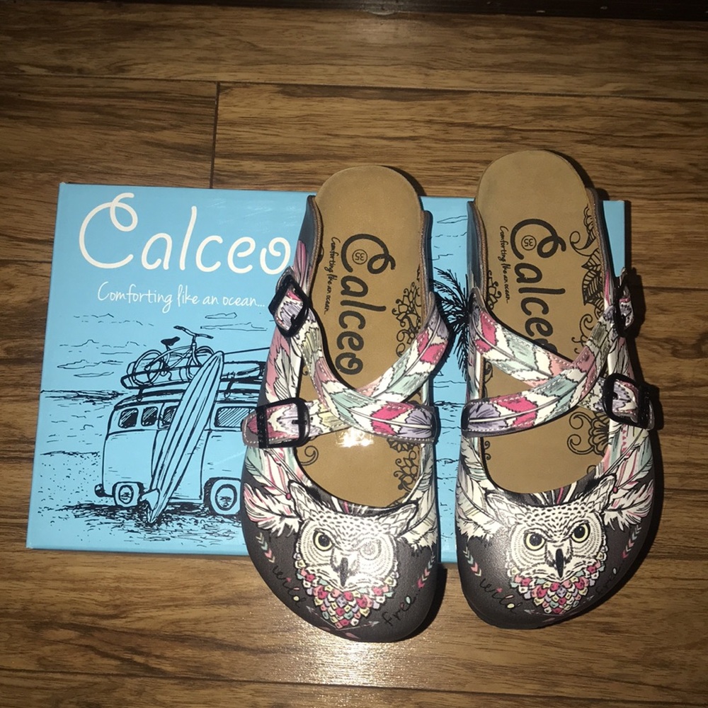 Calceo-Owl Wild free cross-strap mule- fits like Birkenstock boxed EU 35 -6-NWT - Picture 6 of 11